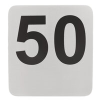 Tablecraft N150 4" Stainless Steel Double-Sided Table Number Cards - 1 to 50