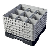 Cambro 9S1114110 Black Camrack Customizable 9 Compartment 11 3/4" Glass Rack with 6 Extenders
