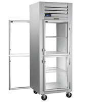 Traulsen G16002P 1 Section Half Solid Front, Half Glass Back Door Pass-Through Refrigerator - Right / Right Hinged Doors