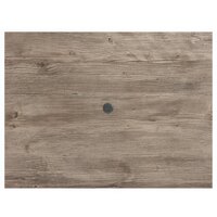 Grosfillex UT275742 48" x 32" Aged Oak Rectangular Molded Melamine Tabletop with Umbrella Hole