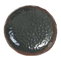 Thunder Group 1807TM Tenmoku Black 7 1/4" Lotus Shaped Melamine Plate - 12/Pack