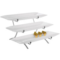 Cal-Mil SR1033-39 Platinum Three Tier Metal Incline Stand with Melamine Platters - 18" x 23" x 12"