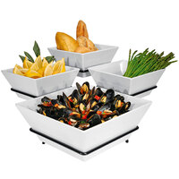 Cal-Mil SR1010-13 Black Organizer Display with Four Square Melamine Bowls - 19" x 19" x 11"