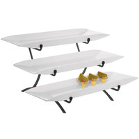 Cal-Mil SR1033-13 Black Three Tier Metal Incline Stand with Melamine Platters - 18" x 23" x 12"