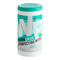 WipesPlus 8" x 7" 75 Count Lemon Scent Alcohol Free Surface Disinfecting Wipes - 6/Case