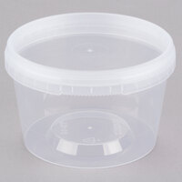 16 oz. Clear Tamper Resistant Tamper Evident Safe Lock Deli Container with Lid - 50/Case