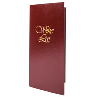 Menu Solutions L702C 5 1/2" x 11" Burgundy Wine List Cover