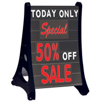 Aarco RAF-4 Roll A-Frame Two Sided Black Letterboard with Stand and Deluxe Character Set - 24" x 36"