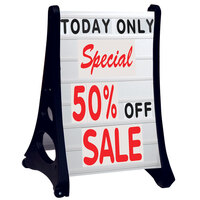 Aarco RAF-2 Roll A-Frame Two Sided White Letterboard with Stand and Deluxe Character Set - 24" x 36"