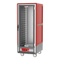 Metro C539-HLFC-L C5 3 Series Insulated Low Wattage Full Size Hot Holding Cabinet with Lip Load Aluminum Slides and Clear Door - Red