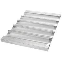 Chicago Metallic 45505 5 Loaf Glazed Welded Aluminum Baguette / French Bread Pan - 25 3/4" x 3" x 1" Compartments