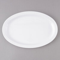 Thunder Group NS513W Nustone White 13" x 8 1/2" Narrow Rim Oval Melamine Platter - 12/Pack