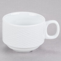 CAC BST-35 Boston 3.5 oz. Super Bright White Embossed Porcelain Cup - 36/Case