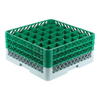 Noble Products 36-Compartment Gray Full-Size Glass Rack with 3 Green Extenders