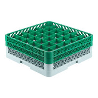 Noble Products 36-Compartment Gray Full-Size Glass Rack with 2 Green Extenders