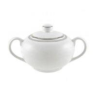 10 Strawberry Street SL0018 8 oz. Silver Line Porcelain Covered Sugar Bowl - 6/Case