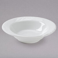 Tuxton YPD-052 Sonoma 3.5 oz. Bright White Embossed Rim China Fruit / Monkey Dish - 36/Case