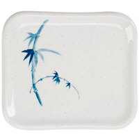 Thunder Group 1201BB Blue Bamboo 4 3/4" x 4 1/4" Rectangular Melamine Plate - 12/Pack