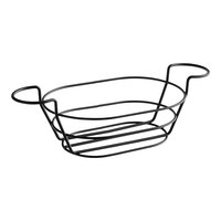 American Metalcraft BSKB96 Black Oblong Wire Basket with Ramekin Holders - 9" x 6" x 4"