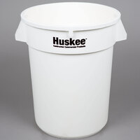 Continental 3200WH Huskee 32 Gallon White Round Trash Can