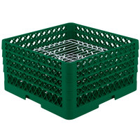 Vollrath PM3208-4 Traex® Plate Crate Green 32 Compartment Plate Rack - Holds 7 5/8" to 8" Plates