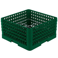 Vollrath PM1510-4 Traex® Plate Crate Green 15 Compartment Plate Rack - Holds 8 3/4" to 9 3/16" Plates