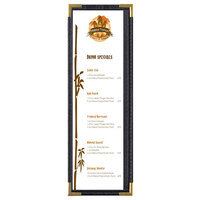 Menu Solutions RS33BD BK GLD Royal 4 1/4" x 14" Single Panel / Two View Black Menu Board with Gold Corners