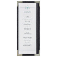 Menu Solutions RS33BA BK SLV Royal 4 1/4" x 11" Single Panel / Two View Black Menu Board with Silver Corners