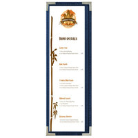 Menu Solutions RS33BD BL SLV Royal 4 1/4" x 14" Single Panel / Two View Blue Menu Board with Silver Corners