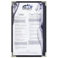 Menu Solutions RS33D BK SLV Royal 8 1/2" x 14" Single Panel / Two View Black Menu Board with Silver Corners