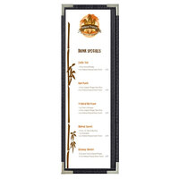 Menu Solutions RS33BD BK SLV Royal 4 1/4" x 14" Single Panel / Two View Black Menu Board with Silver Corners