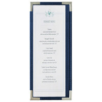 Menu Solutions RS33BA BL SLV Royal 4 1/4" x 11" Single Panel / Two View Blue Menu Board with Silver Corners