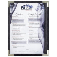 Menu Solutions RS33A BK SLV Royal 5 1/2" x 8 1/2" Single Panel / Two View Black Menu Board with Silver Corners