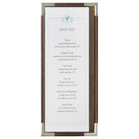 Menu Solutions RS33BA BRN SLV Royal 4 1/4" x 11" Single Panel / Two View Brown Menu Board with Silver Corners