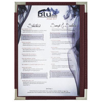 Menu Solutions RS33A BUR SLV Royal 5 1/2" x 8 1/2" Single Panel / Two View Burgundy Menu Board with Silver Corners