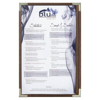 Menu Solutions RS33G BRN SLV Royal 11" x 17" Single Panel / Two View Brown Menu Board with Silver Corners