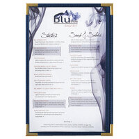 Menu Solutions RS33G BL SLV Royal 11" x 17" Single Panel / Two View Blue Menu Board with Silver Corners