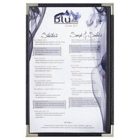 Menu Solutions RS33G BK SLV Royal 11" x 17" Single Panel / Two View Black Menu Board with Silver Corners