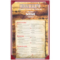 Menu Solutions K111G BURG The Kearny Series 11" x 17" Single Panel / Double-Sided Burgundy Menu Board