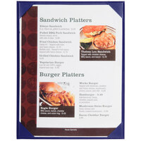 Menu Solutions K111C BLUE The Kearny Series 8 1/2" x 11" Single Panel / Double-Sided Blue Menu Board