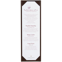 Menu Solutions K111BD BROWN The Kearny Series 4 1/4" x 14" Single Panel / Double-Sided Brown Menu Board