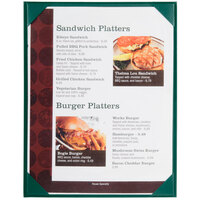 Menu Solutions K111C GREEN The Kearny Series 8 1/2" x 11" Single Panel / Double-Sided Green Menu Board