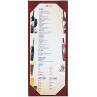 Menu Solutions K111BA BURG The Kearny Series 4 1/4" x 11" Single Panel / Double-Sided Burgundy Menu Board