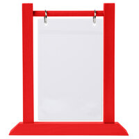 Menu Solutions WFT4S-A 4" x 6" Berry Wood Flip Top Table Tent with Plastic Sheet and Rings - 2/Pack