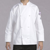 Chef Revival Silver Knife and Steel J003 Unisex White Customizable Long Sleeve Chef Jacket with Cloth Knot Buttons - 4X