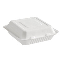 EcoChoice 9" x 9" x 3" Compostable White Plant Fiber 1 Compartment Take-Out Box - 50/Pack