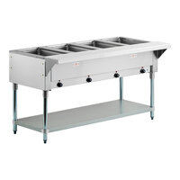Advance Tabco SW-4E-240 Four Pan Electric Hot Food Table with Undershelf - Sealed Well, 208/240V