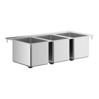 Regency 10" x 14" x 10" 16-Gauge Stainless Steel Three Compartment Drop-In Sink