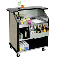 Lakeside 884BS 43" Stainless Steel Portable Bar with Beige Suede Laminate Finish, Removable 7-Bottle Speed Rail, and 40 lb. Ice Bin