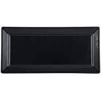 Hall China from Steelite International HL18110AFCA Foundry 14 1/4" x 6 3/4" Black China Rectangular Platter - 6/Case